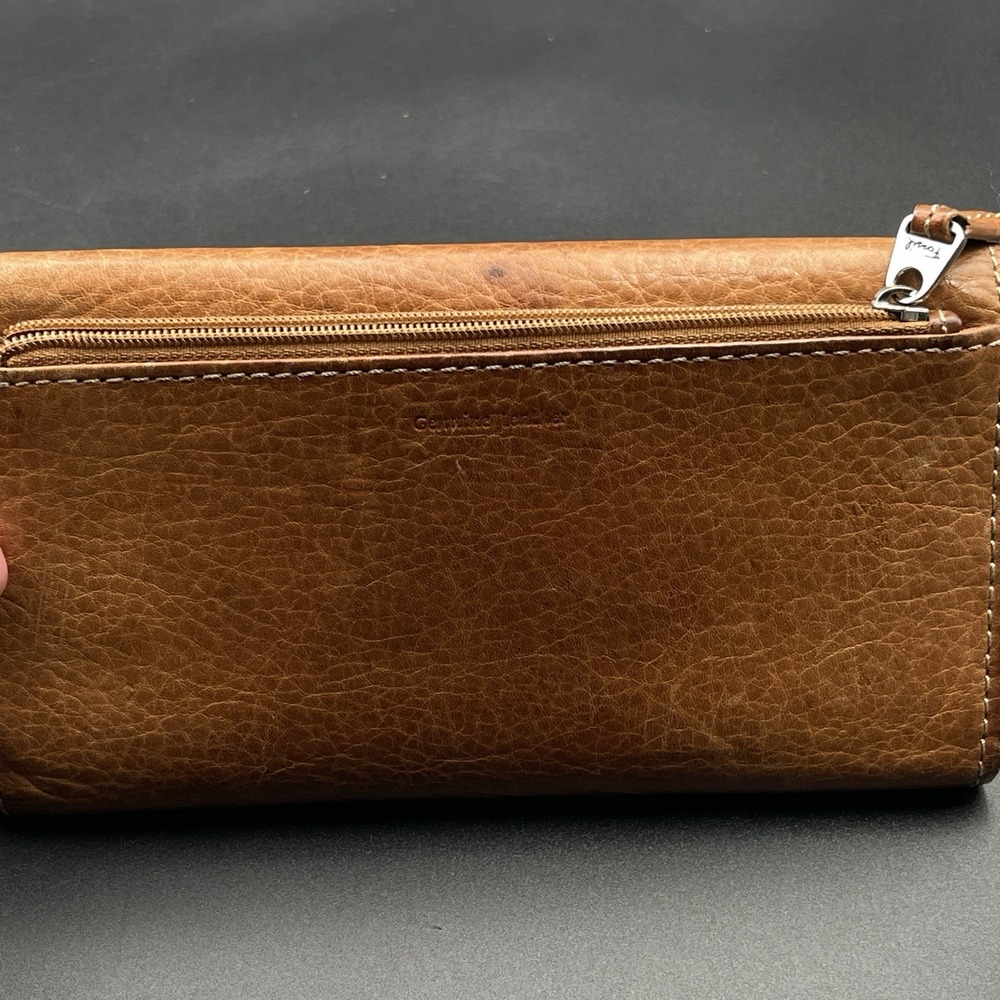 Vintage Fossil Brown Leather Clutch Wallet Checkbook Organizer Snap Closure - Picture 11 of 12